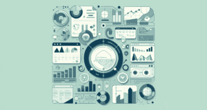 Minimalistic feature image for the blog post 'Leveraging Analytics for Web Design Optimization', depicting charts, graphs, and data points integrated into a website layout. The design is clean and analytical, with a color palette featuring blues for trust, greens for growth, and light greys for simplicity, highlighting the importance of analytics in making informed web design decisions.